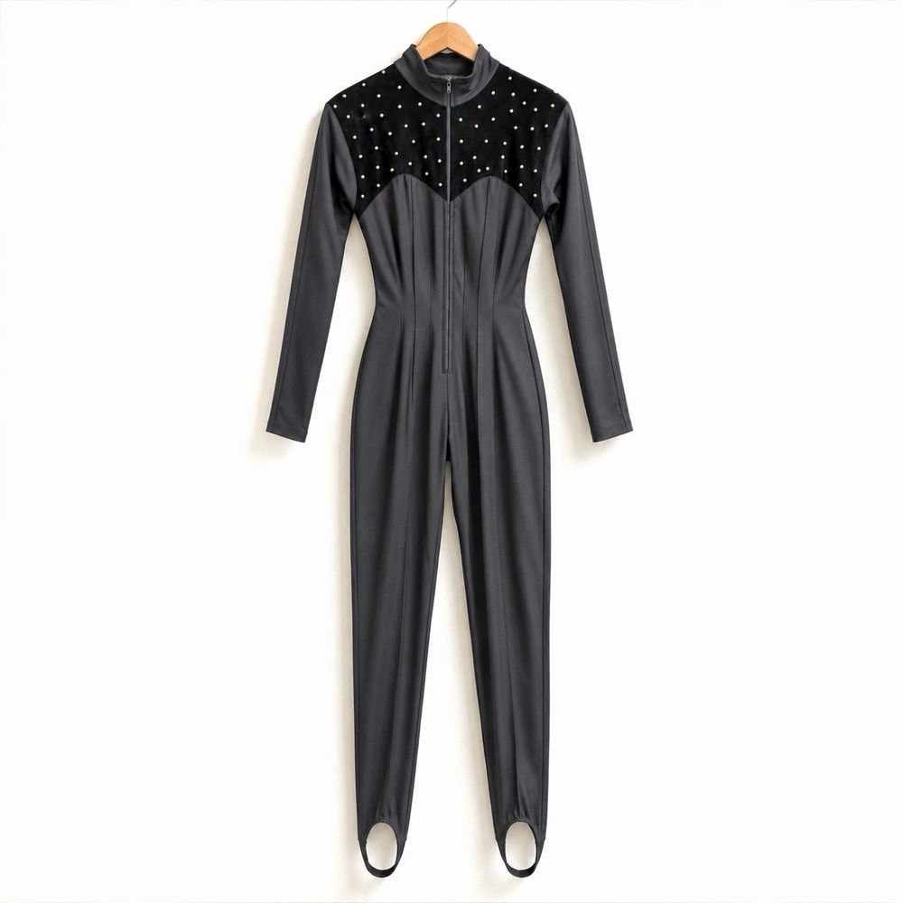 Vintage 80s Marshall Rousso Stirrup Catsuit Jumpsuit